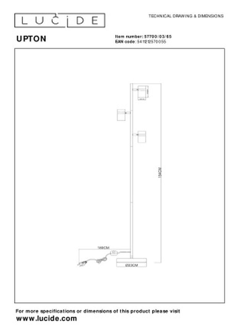Lucide UPTON - Stojacia lampa - 3xGU10 - Smoke Grey